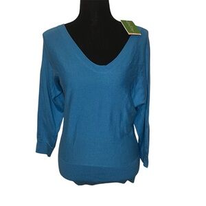 NWT Lilly Pulitzer Sz XS Blue Bow Keyhole Back Sweater Silk Cotton $128 MSRP